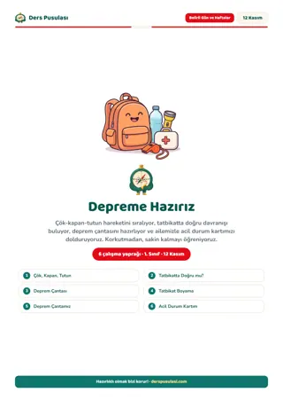 12 Kasım Afet Eğitimi Hazırlık Günü Seti önizlemesi