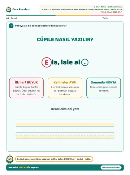 Pano: Cümle Nasıl Yazılır? yaprağı önizlemesi