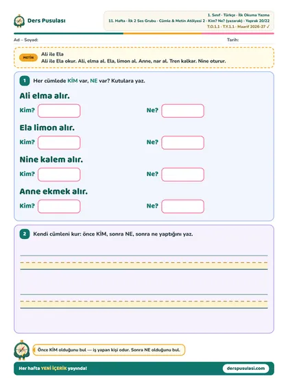 Kim? Ne? (yazarak) yaprağı önizlemesi