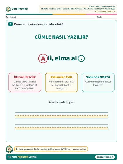 Pano: Cümle Nasıl Yazılır? yaprağı önizlemesi
