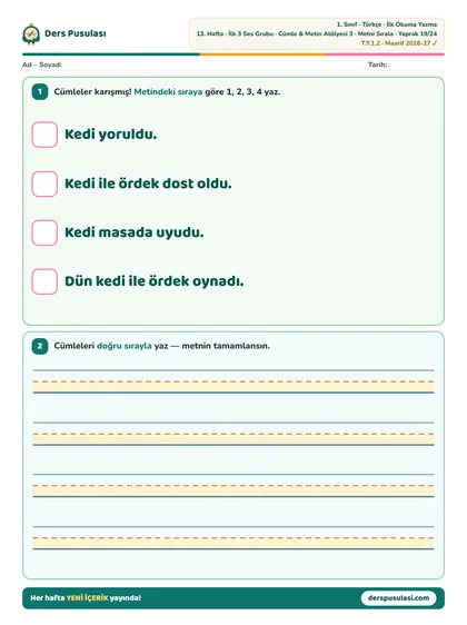 Metni Sırala yaprağı önizlemesi