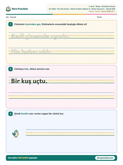 Cümle Yazıyorum yaprağı önizlemesi