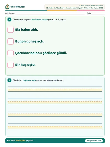 Metni Sırala yaprağı önizlemesi