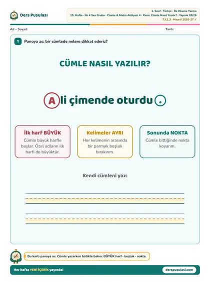 Pano: Cümle Nasıl Yazılır? yaprağı önizlemesi