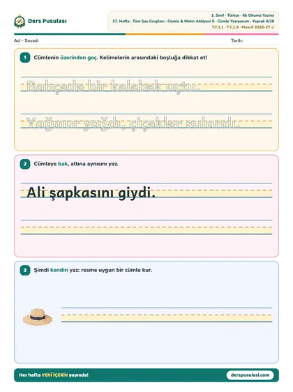 Cümle Yazıyorum yaprağı önizlemesi