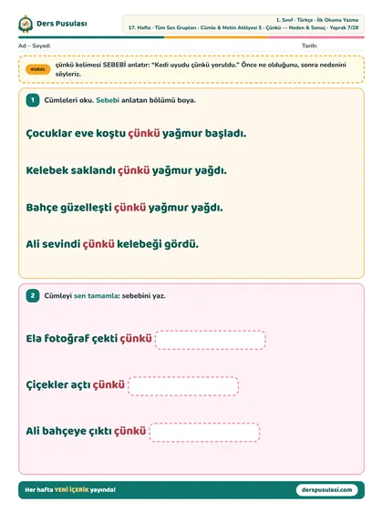 Çünkü — Neden & Sonuç yaprağı önizlemesi