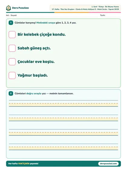 Metni Sırala yaprağı önizlemesi