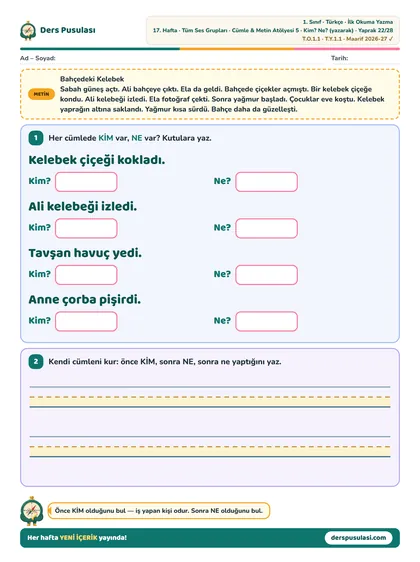 Kim? Ne? (yazarak) yaprağı önizlemesi
