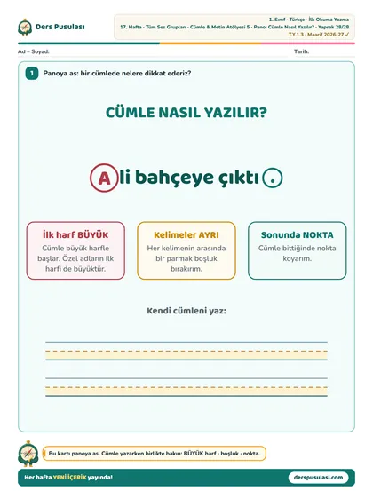 Pano: Cümle Nasıl Yazılır? yaprağı önizlemesi
