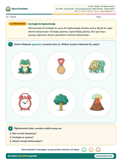 Dinle & Anlat yaprağı önizlemesi