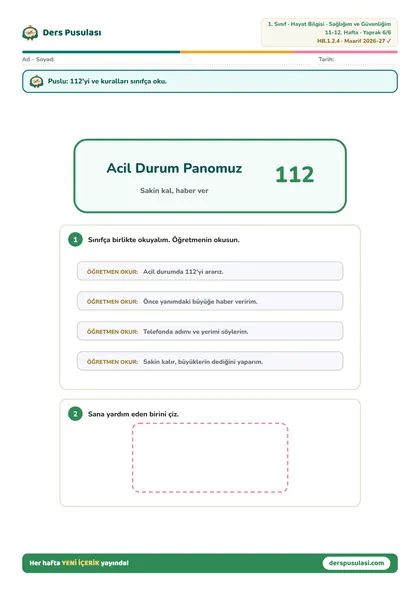 Acil Durum Panosu yaprağı önizlemesi
