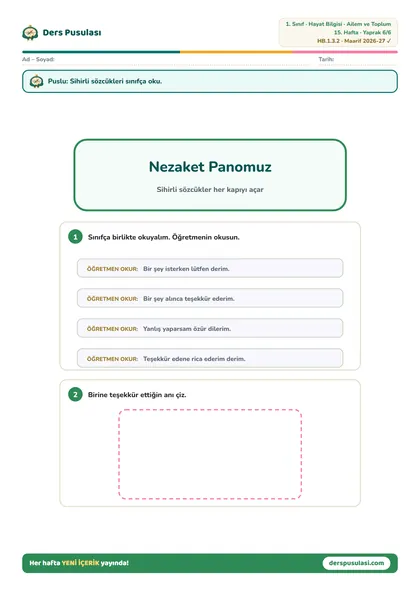 Nezaket Panosu yaprağı önizlemesi