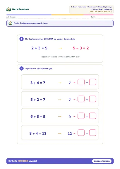 Ters İşlem yaprağı önizlemesi