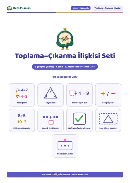 Toplama–Çıkarma İlişkisi Seti önizlemesi