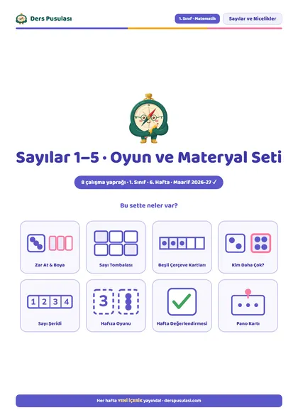 Sayılar 1–5 · Oyun ve Materyal Seti önizlemesi