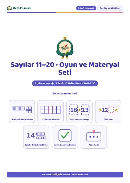 Sayılar 11–20 · Oyun ve Materyal Seti önizlemesi