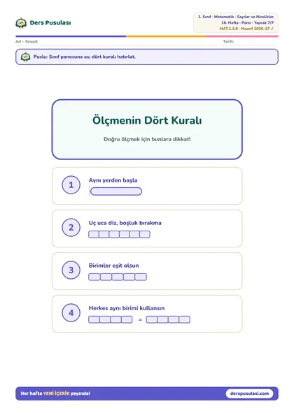 Pano: Ölçmenin Kuralları yaprağı önizlemesi