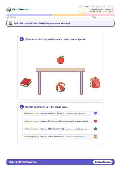 Masanın Neresinde? yaprağı önizlemesi