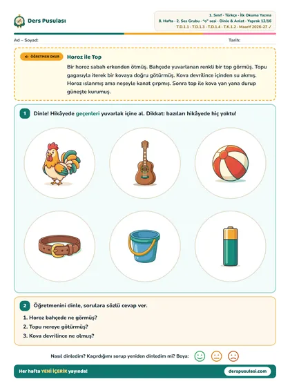 Dinle & Anlat yaprağı önizlemesi