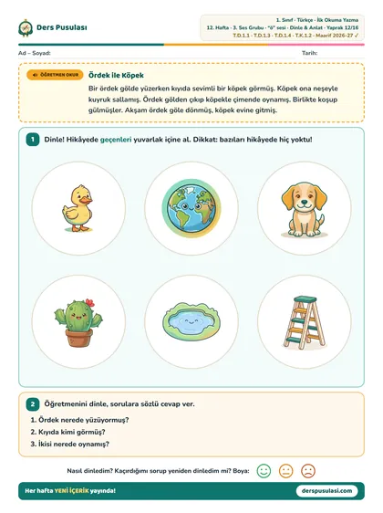 Dinle & Anlat yaprağı önizlemesi