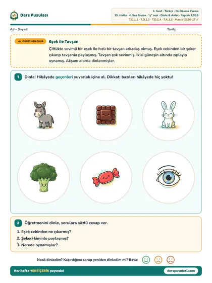 Dinle & Anlat yaprağı önizlemesi
