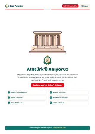 10 Kasım Atatürk'ü Anma Seti (2. Sınıf) önizlemesi