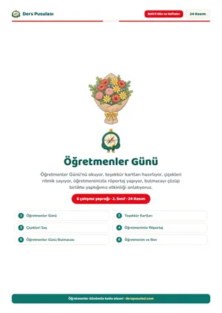 24 Kasım Öğretmenler Günü Seti (2. Sınıf) önizlemesi