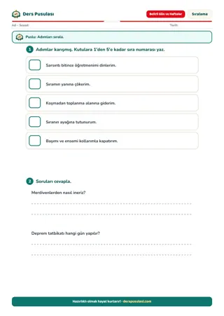 Tatbikat Adımları yaprağı önizlemesi