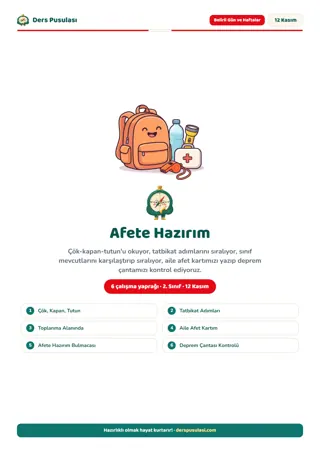 Afet Eğitimi Hazırlık Günü Seti (2. Sınıf) önizlemesi