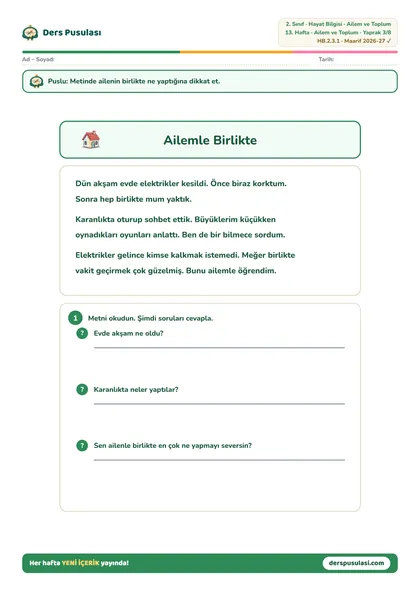 Ailemle Birlikte yaprağı önizlemesi