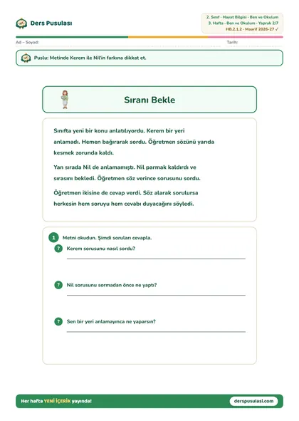 Sıranı Bekle yaprağı önizlemesi