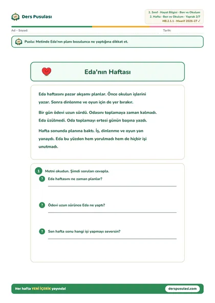 Eda'nın Haftası yaprağı önizlemesi