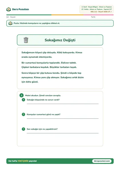 Sokağımız Değişti yaprağı önizlemesi