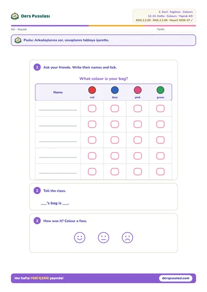 Class Survey yaprağı önizlemesi
