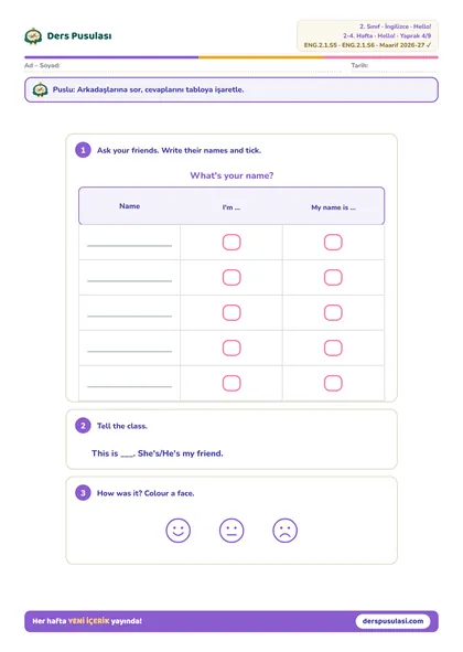 Class Survey yaprağı önizlemesi