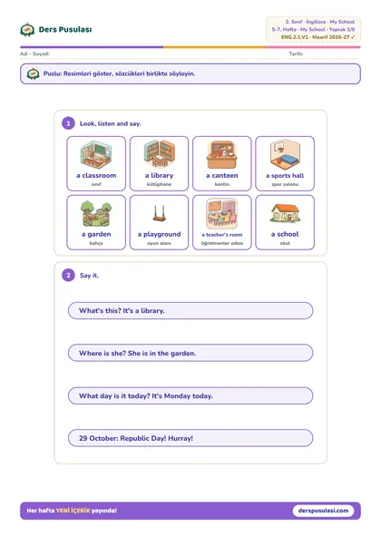Word Bank yaprağı önizlemesi