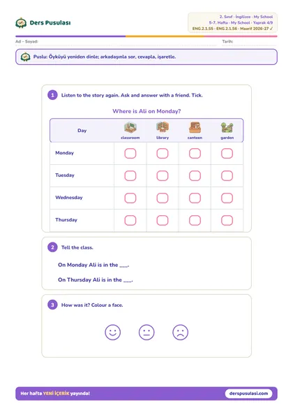 Class Survey yaprağı önizlemesi