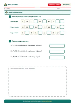 Sayı Örüntüleri yaprağı önizlemesi