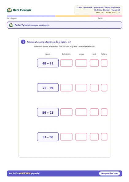 Tahminim Tutarlı mı? yaprağı önizlemesi