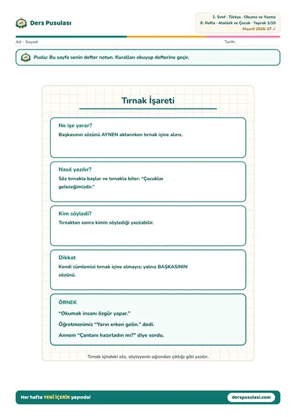 Defter Notu yaprağı önizlemesi