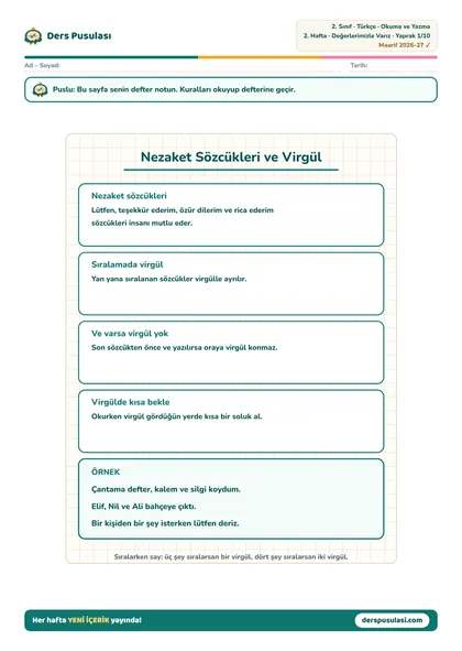 Defter Notu yaprağı önizlemesi