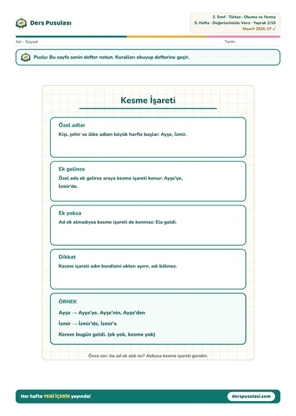 Defter Notu yaprağı önizlemesi