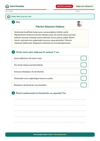 Fikrimi Söyleme Hakkım yaprağı önizlemesi