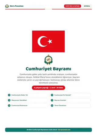 29 Ekim Cumhuriyet Bayramı Seti (3. Sınıf) önizlemesi