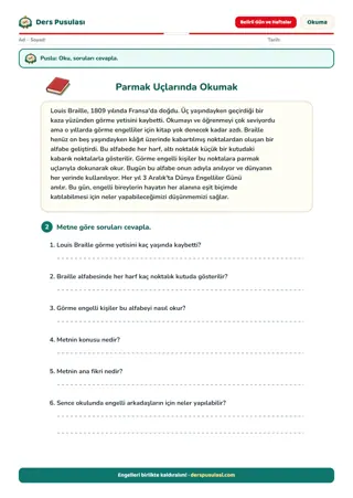 Parmak Uçlarında Okumak yaprağı önizlemesi