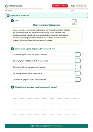 Diş Hekimine Gidiyorum yaprağı önizlemesi