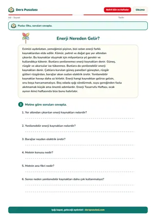 Enerji Nereden Gelir? yaprağı önizlemesi