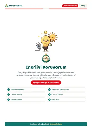 Enerji Tasarrufu Haftası Seti (3. Sınıf) önizlemesi
