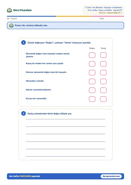 Doğru mu Yanlış mı? yaprağı önizlemesi