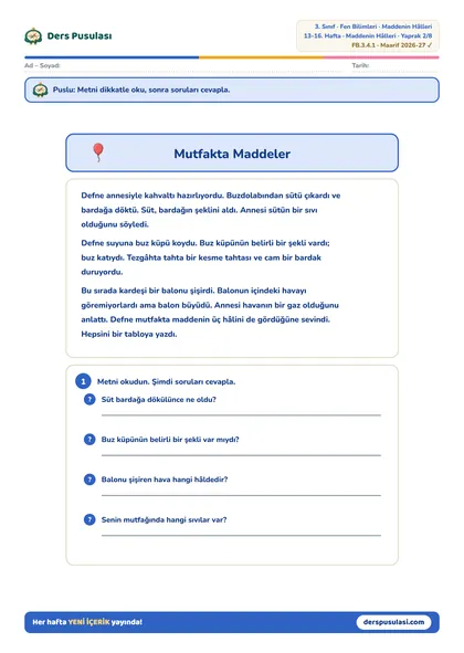 Mutfakta Maddeler yaprağı önizlemesi